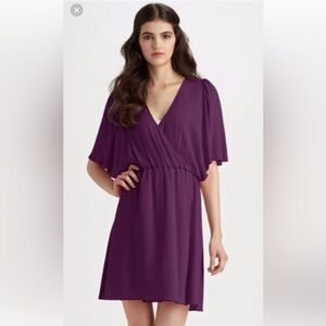 Alice + Olivia Casey Flutter Sleeve Dress Plum